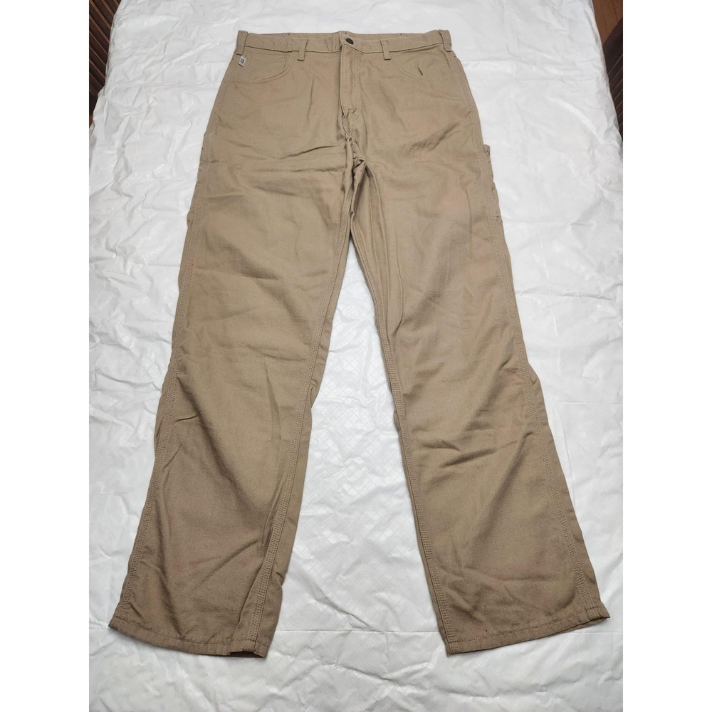 Carhartt FRB159 Pants Mens 36x34 Beige Flame Resistant Canvas Workwear Carpenter